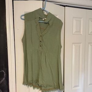 Umgee Olive Sleeveless Blouse/tunic